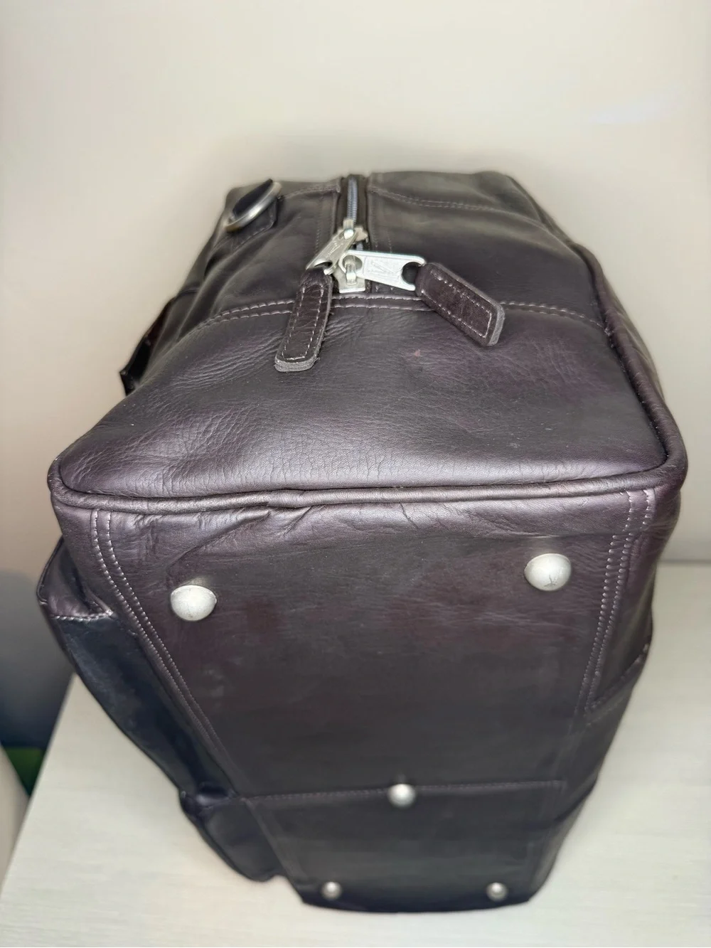LEXUS Vintage Leather Burgundy Brown Weekender Carry-on Travel Bag 21 x 8 x 12